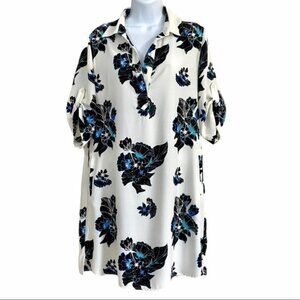 Blue Floral Tunic Dress Medium